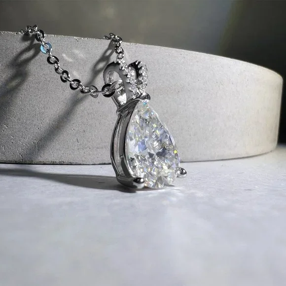 Certified 2ct. t.w. Moissanite Diamond Teardrop Necklace - Picture 6 of 14
